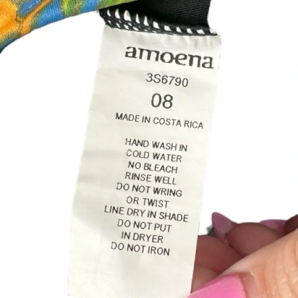 Amoena Swimsuit One Piece Swimsuit Black Floral Size 8
